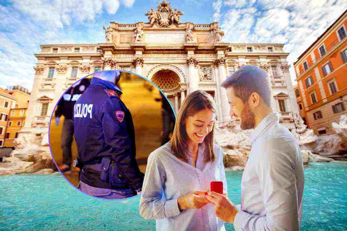 Fontana di Trevi: proposta di matrimonio, cosa fa la Polizia
